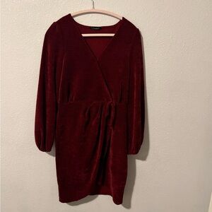 Elegant Burgundy Wrap Dress
